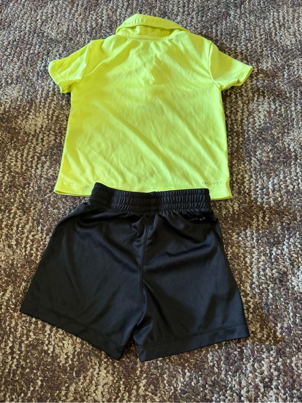 Nike Neon Yellow Polo and Black Athletic Shorts Set - Picture 3 of 5